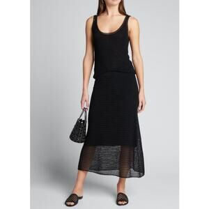 Vince Crochet Midi Skirt Size M Cotton Blend Pull On Lined Cottagecore Modern